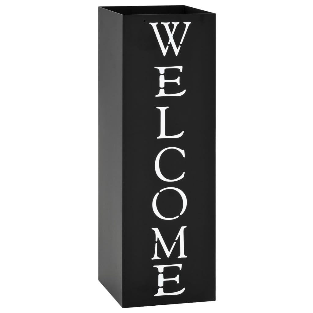 Umbrella Stand Welcome Steel Black - The Home Maker