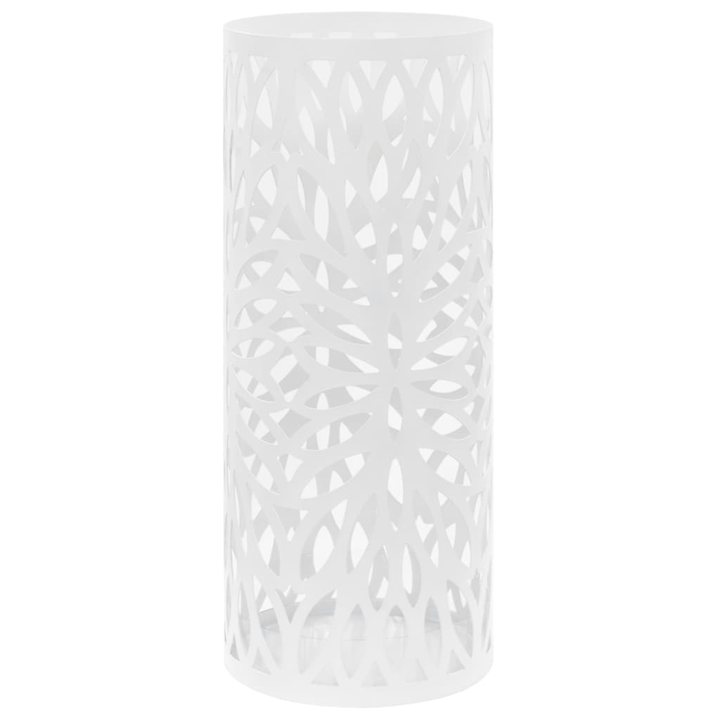Umbrella Stand Leaves Steel White - Style and Chic