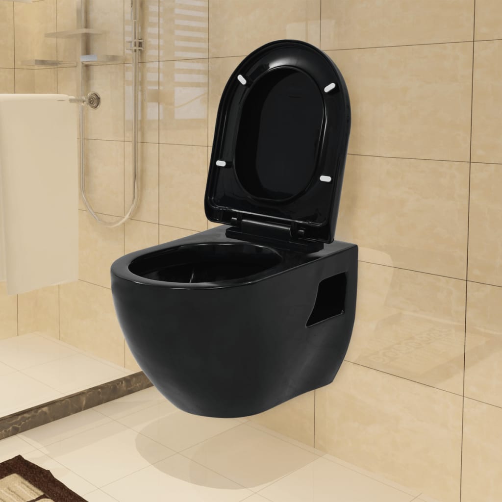 Wall-Hung Toilet Ceramic Black - Millennium Furniture