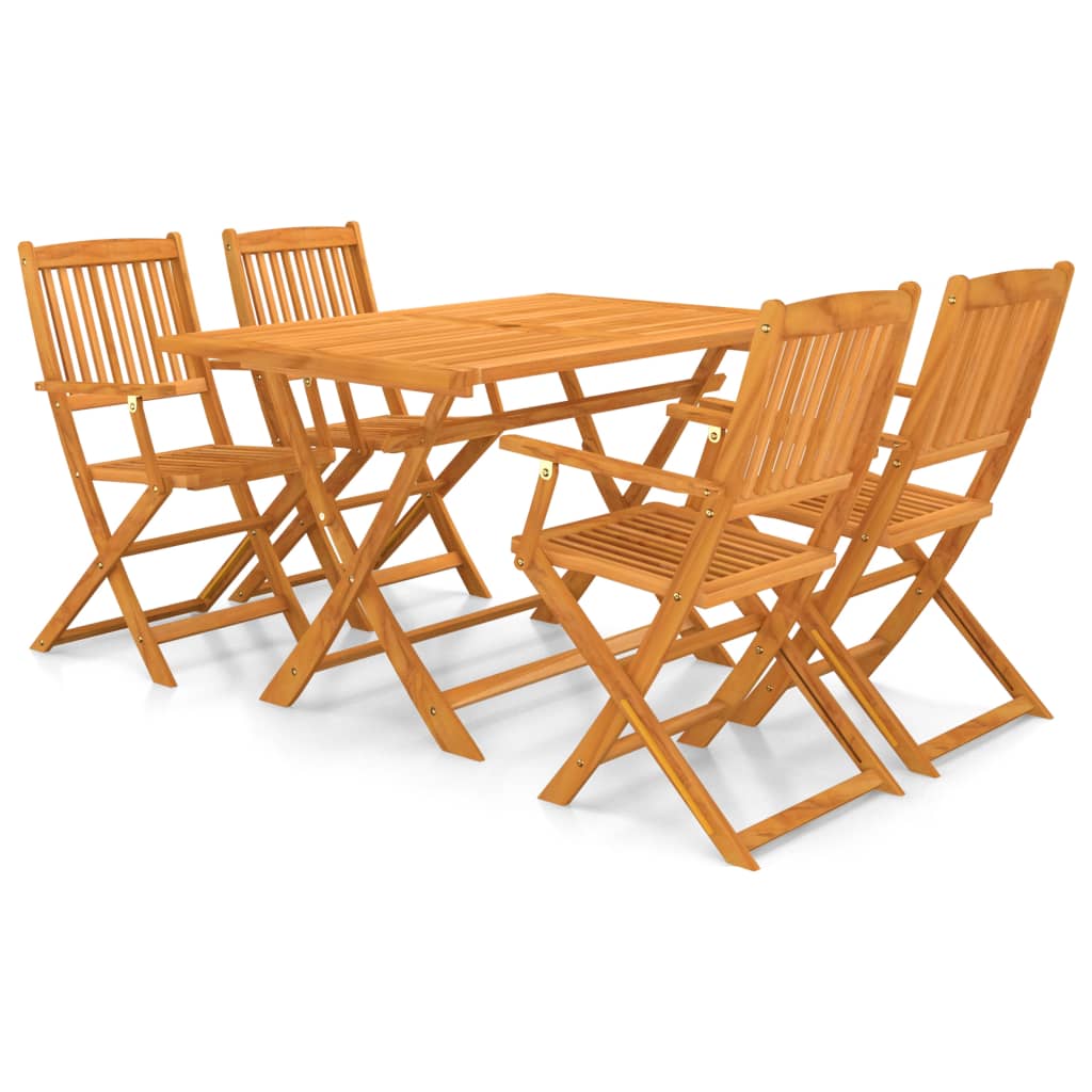 5 Piece Folding Outdoor Dining Set Solid Acacia Wood - Merlin Deals