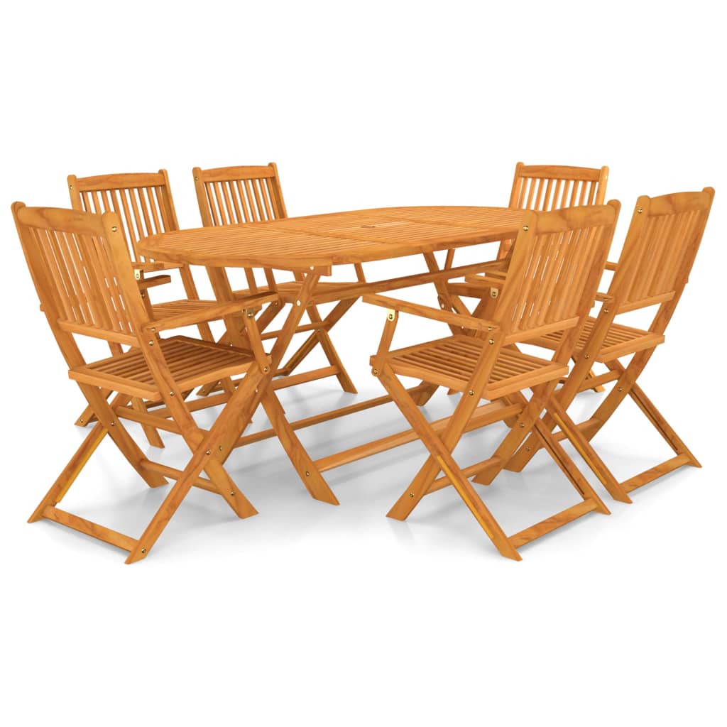 7 Piece Folding Outdoor Dining Set Solid Acacia Wood - Tyrell & Tyrell