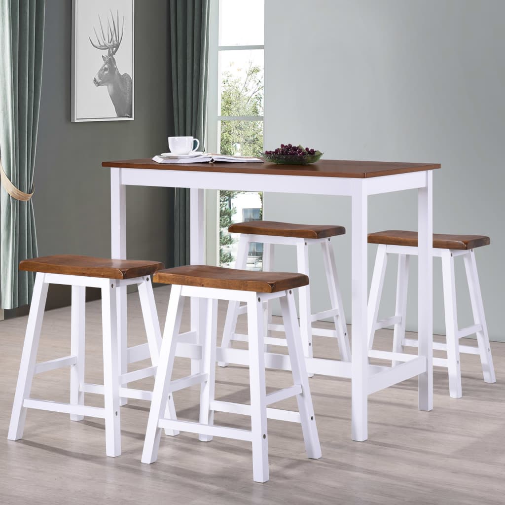 Bar Table and Stool Set 5 Pieces Solid Wood - Merkel Designers