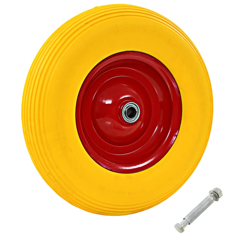 Wheelbarrow Wheel with Axle Solid PU 4.00-8 390mm - Design Hut