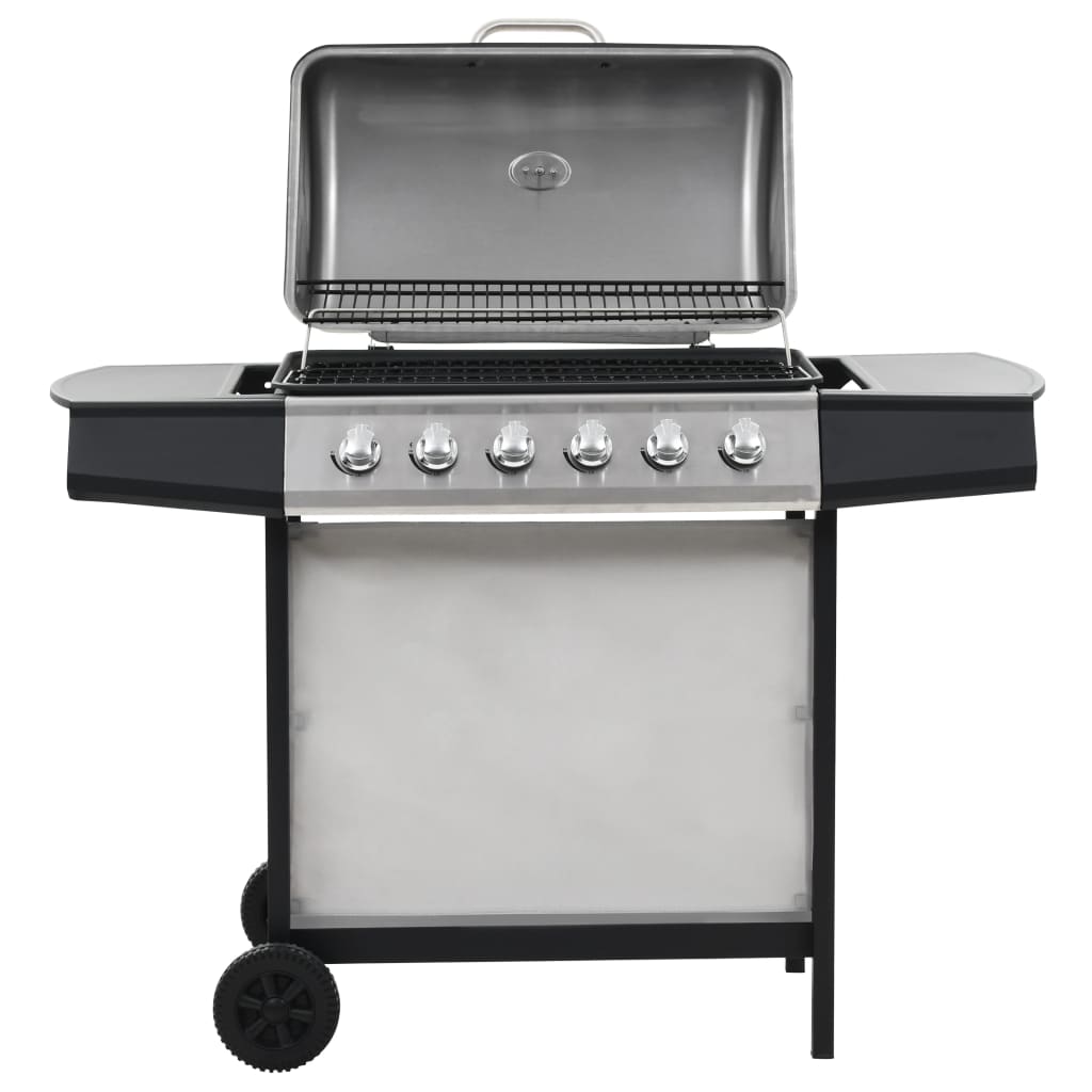 Gas BBQ Grill with 6 Cooking Zones Stainless Steel Silver - R and M Furniture