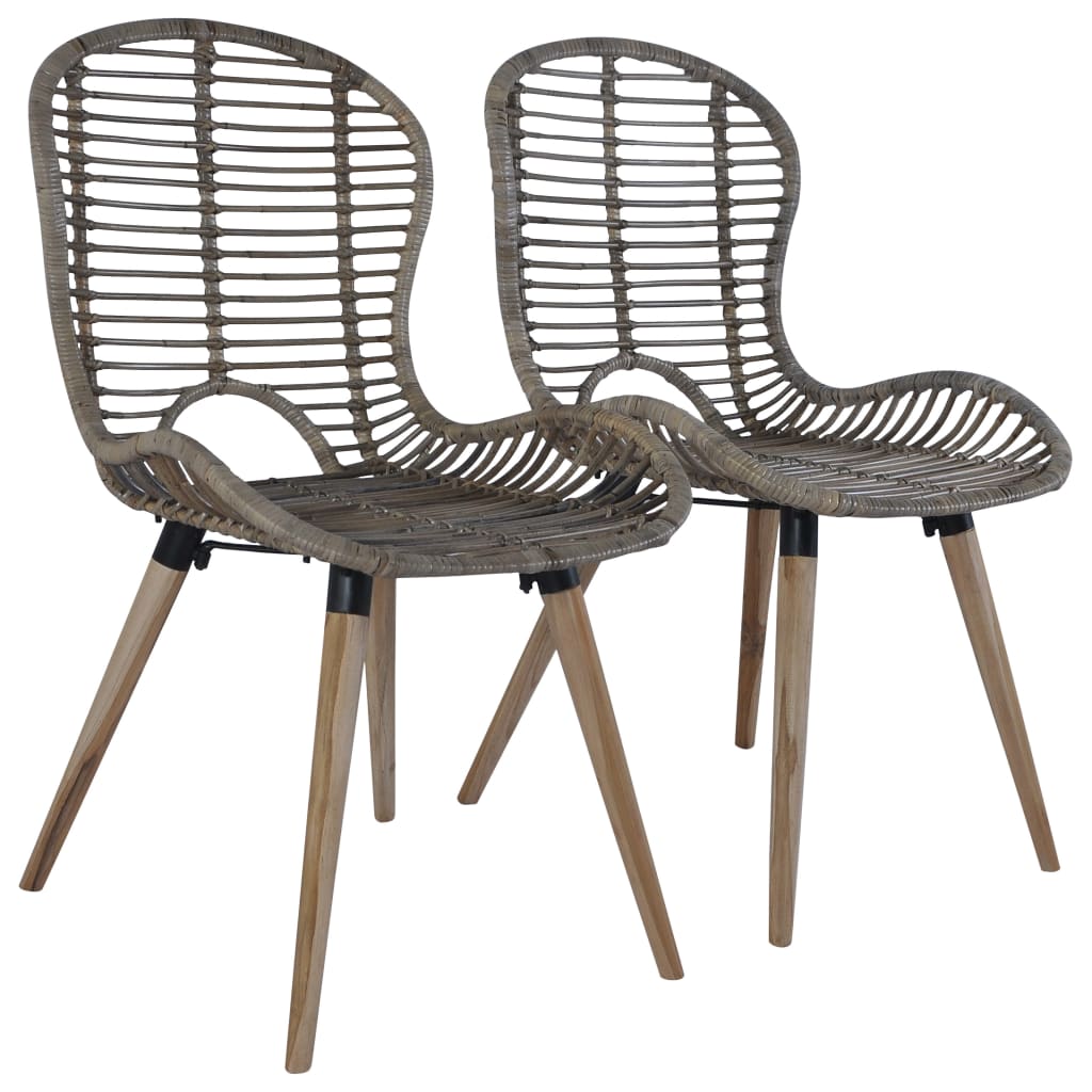 Dining Chairs 2 pcs Brown Natural Rattan - Sid & Sam