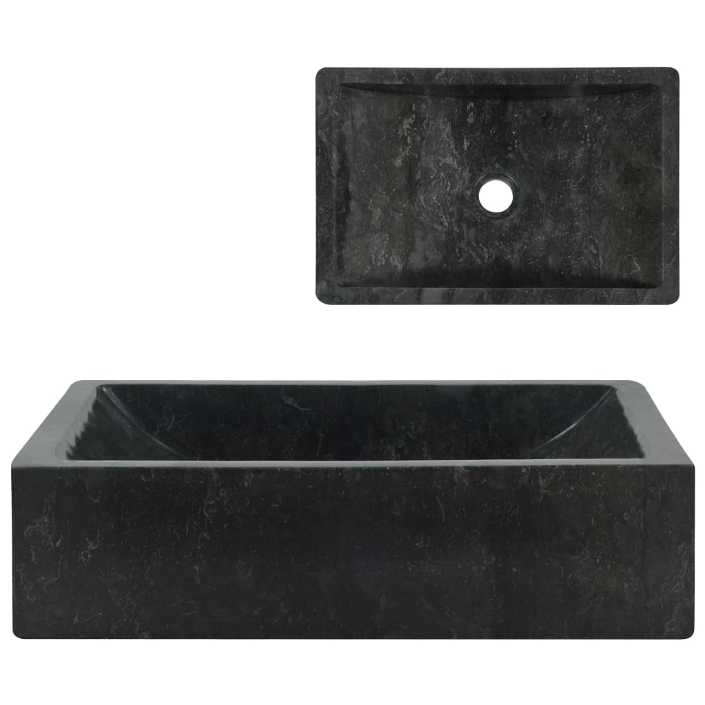 Sink 45x30x12 cm Marble High Gloss Black - Unbeatable Bargains