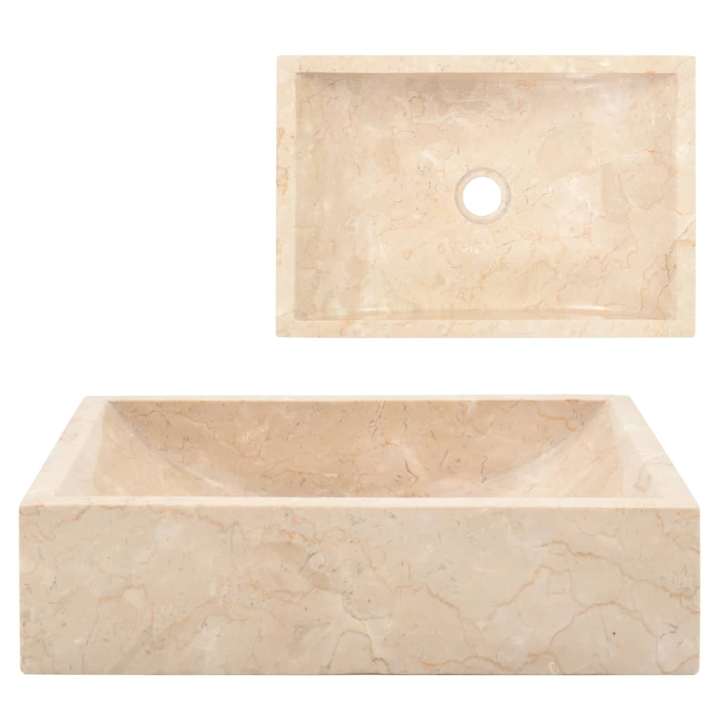 Sink 45x30x12 cm Marble High Gloss Cream - Brittle & Co