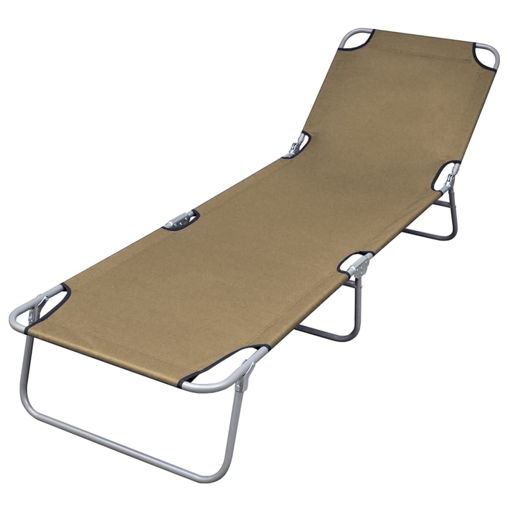 Foldable Sunlounger with Adjustable Backrest Taupe - The Home Maker