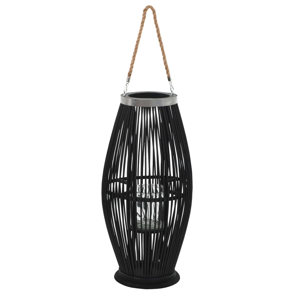 Hanging Candle Lantern Holder Bamboo Black 60 cm - Sid & Sam