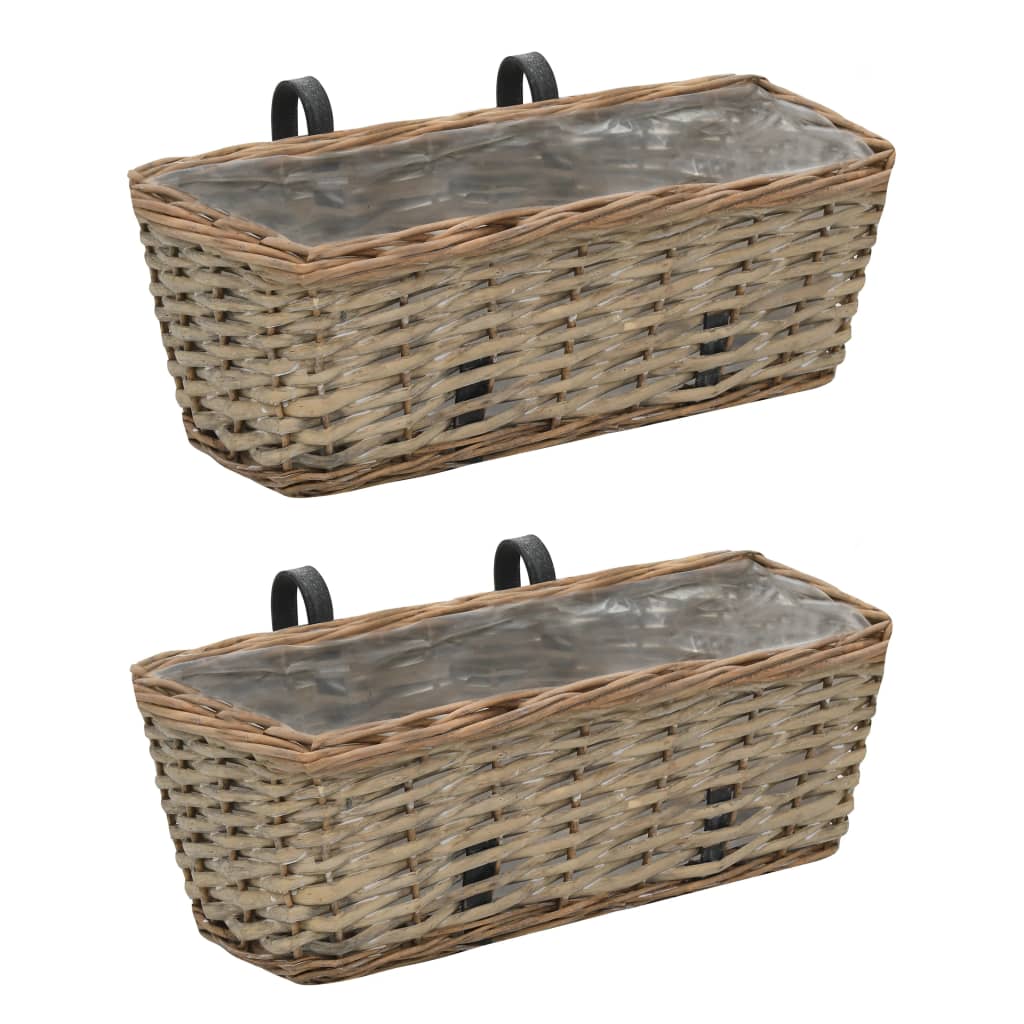 Balcony Planter 2 pcs Wicker with PE Lining 40 cm - Millennium Furniture
