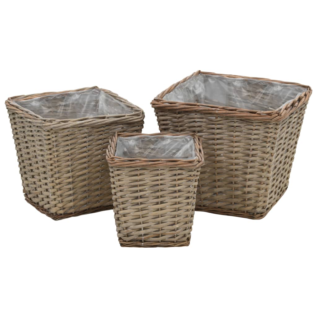Raised Bed 3 pcs Wicker with PE Lining - Decor Base