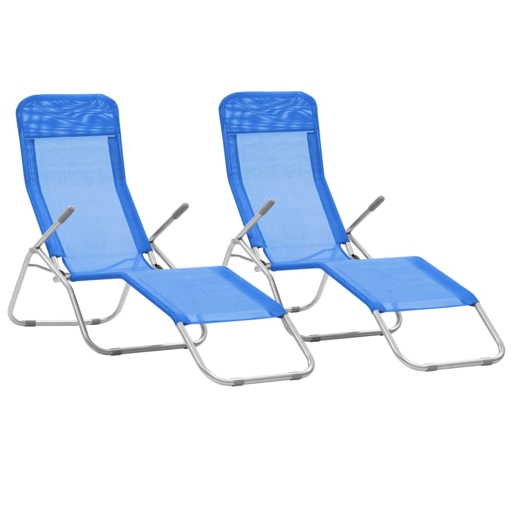 Folding Sun Loungers 2 pcs Textilene Blue - Style and Chic