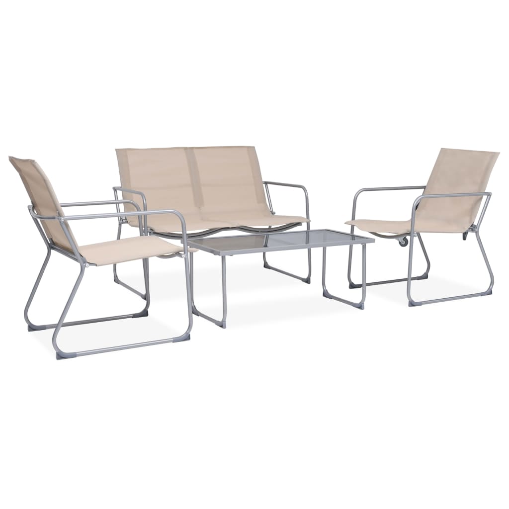 4 Piece Garden Lounge Set Fabric & Steel Cream - Tyrell & Tyrell