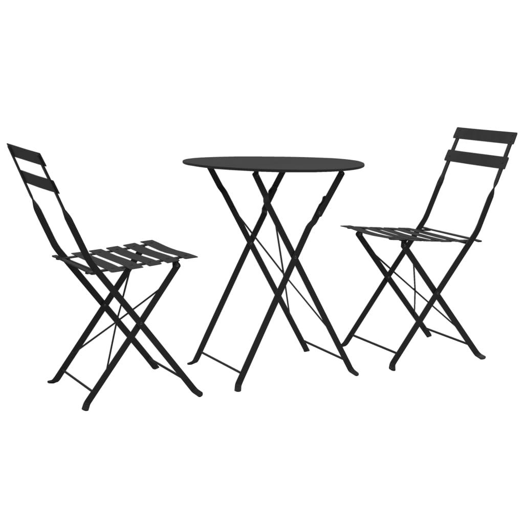 3 Piece Bistro Set Steel Black - Discount Dealers