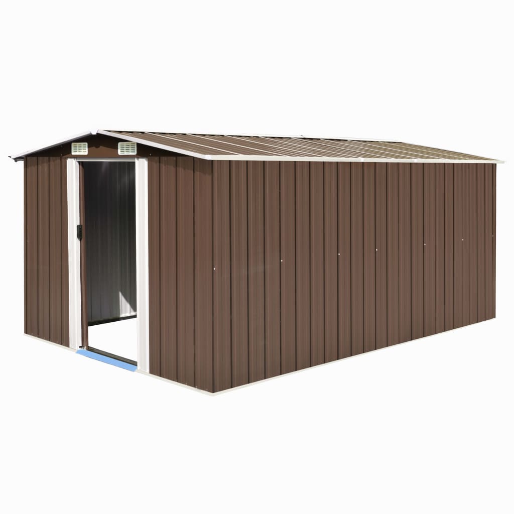 Garden Shed 257x392x181 cm Metal Brown - Style and Chic