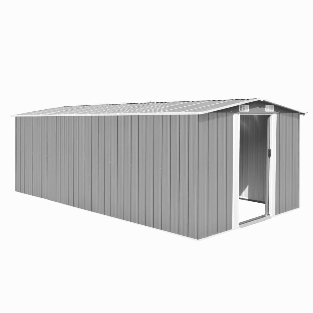 Garden Shed 257x489x181 cm Metal Grey - The Home Maker
