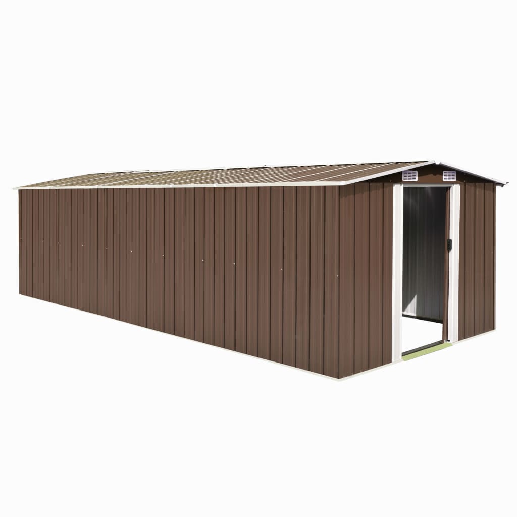 Garden Shed 257x580x181 cm Metal Brown - Merkel Designers