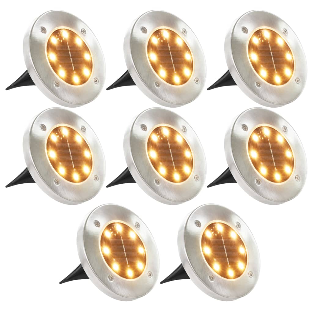Solar Ground Lights 8 pcs LED Lights Warm White - Tyrell & Tyrell