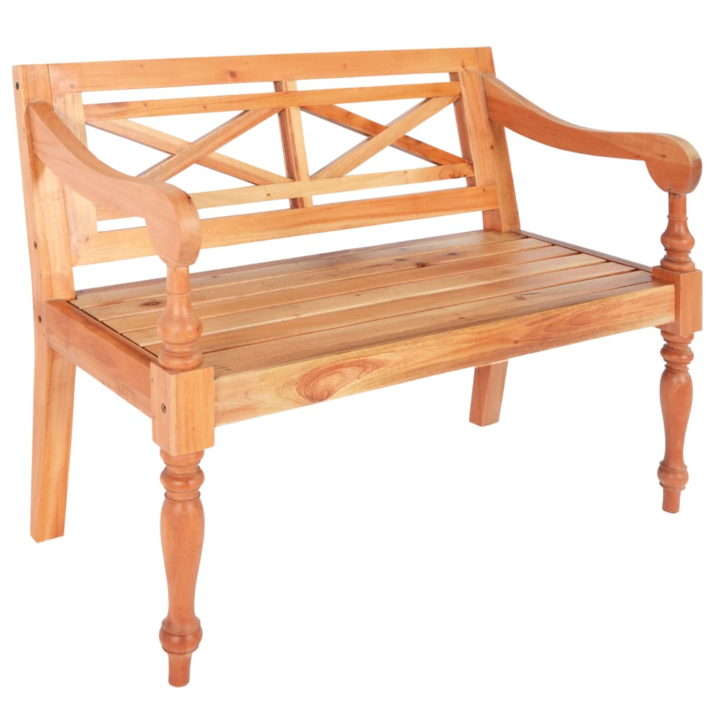 Batavia Bench 98 cm Solid Mahogany Wood Light Brown - Style and Chic