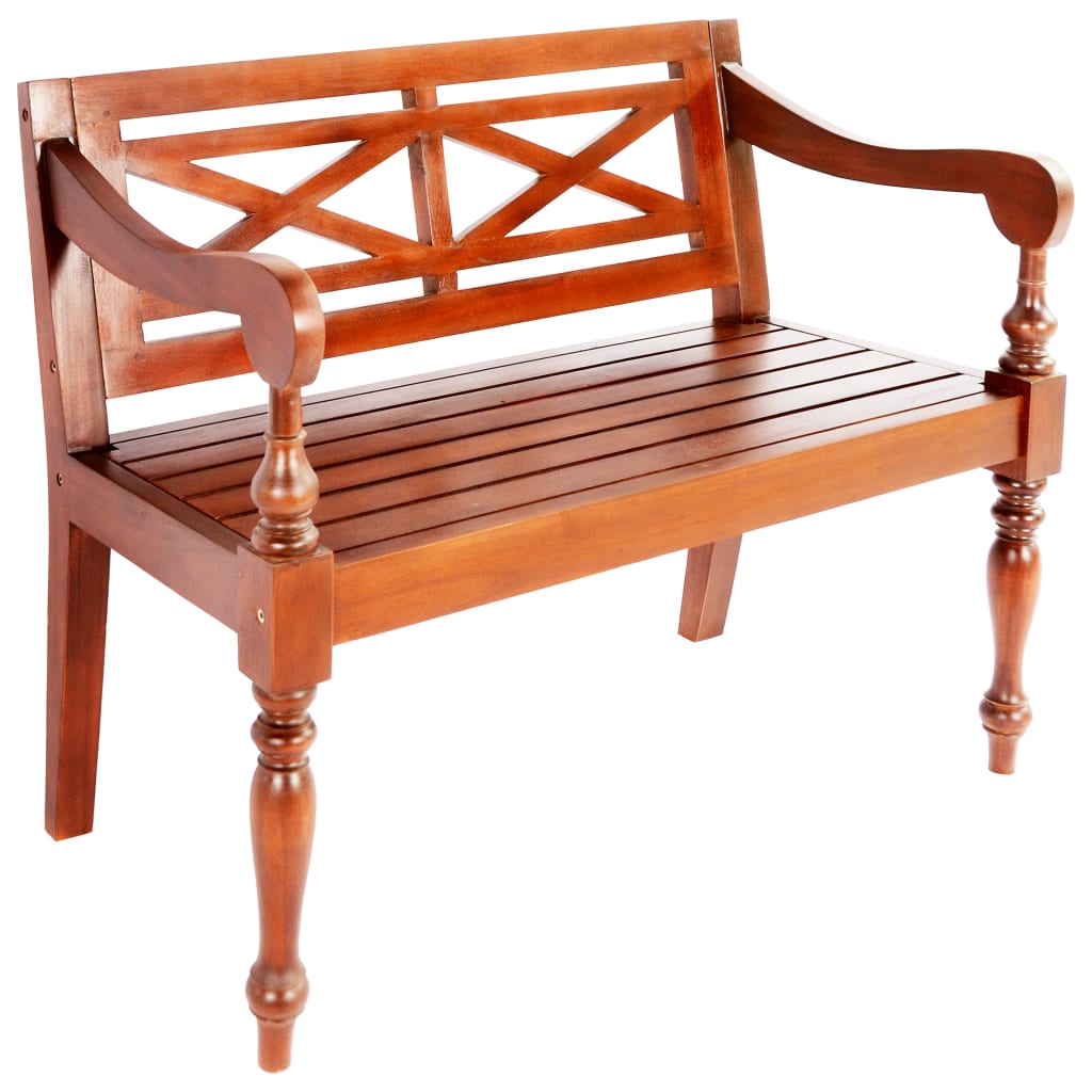 Batavia Bench 98 cm Solid Mahogany Wood Dark Brown - Sid & Sam