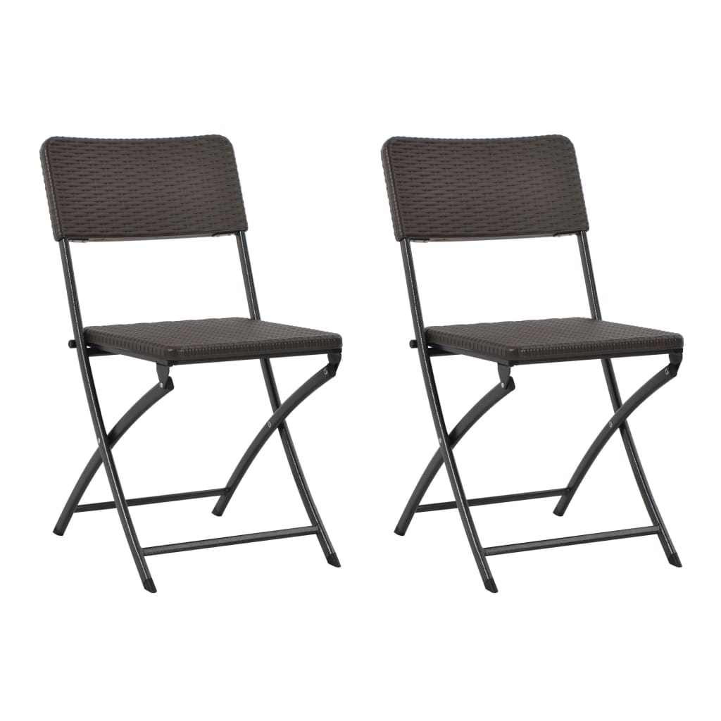 Folding Garden Chairs 2 pcs HDPE and Steel Brown - Sid & Sam