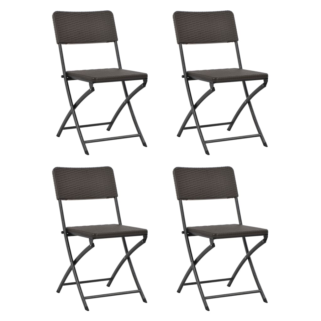 Folding Garden Chairs 4 pcs HDPE and Steel Brown - The Home Maker