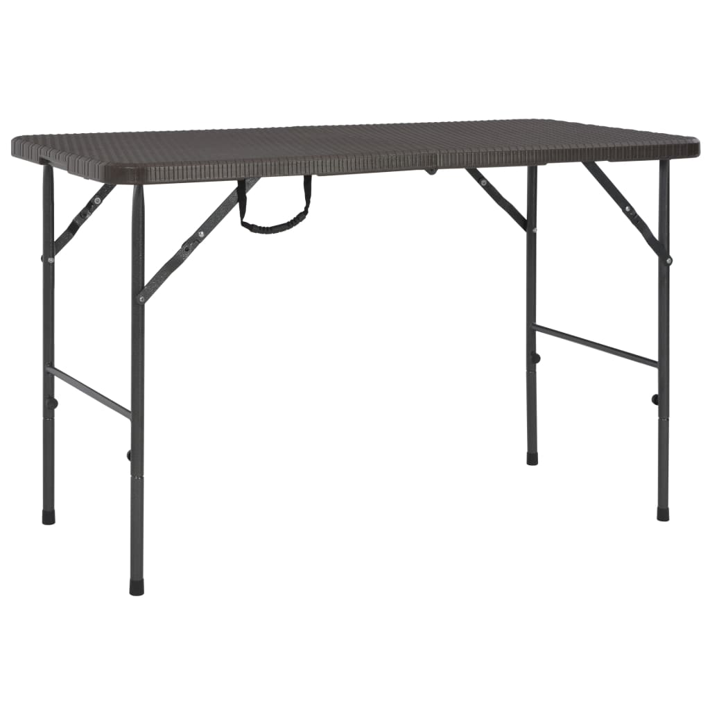 Folding Garden Table Brown 120x60x74 cm HDPE Rattan Look - Merlin Deals