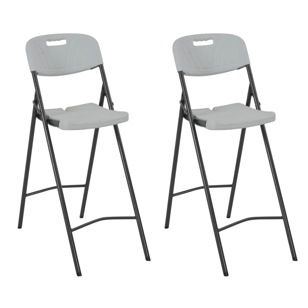 Folding Bar Chairs 2 pcs HDPE and Steel White - All Things Good