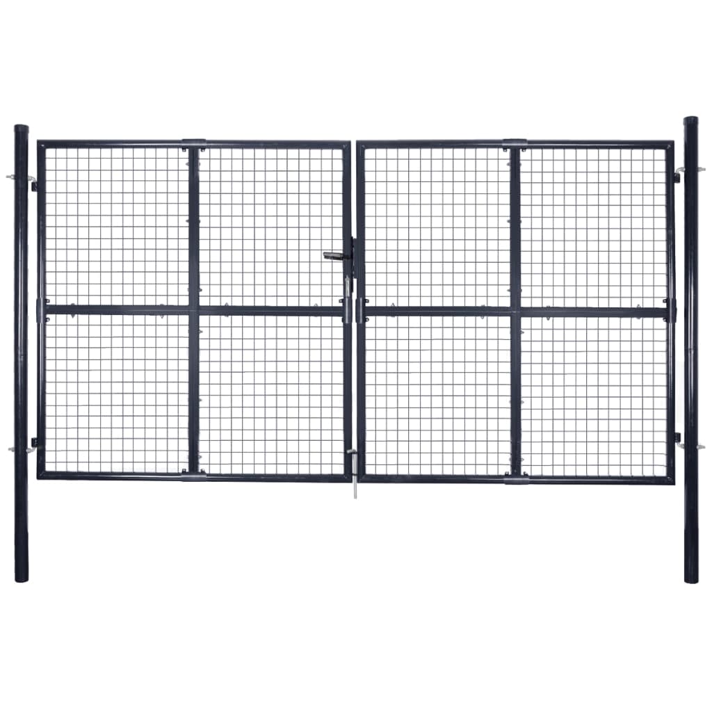 Mesh Garden Gate Galvanised Steel 289x200 cm Grey - All Things Good