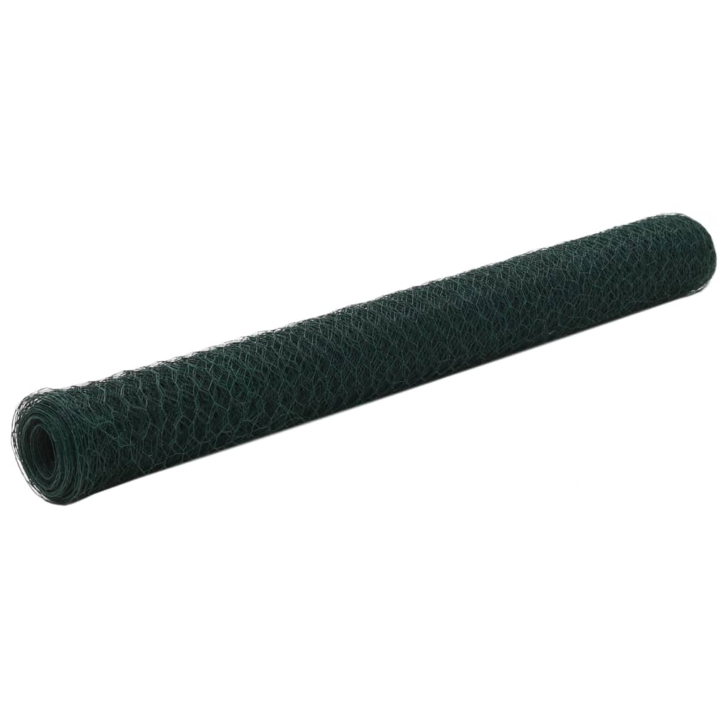 Chicken Wire Fence Steel with PVC Coating 25x1.2 m Green - All Things Good