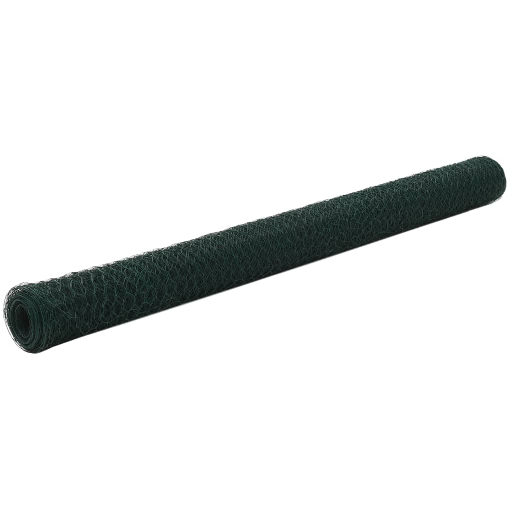 Chicken Wire Fence Steel with PVC Coating 25x1.5 m Green - Style and Chic