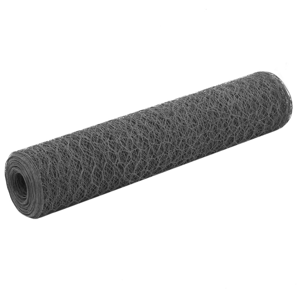 Chicken Wire Fence Steel with PVC Coating 25x0.75 m Grey - R and M Furniture