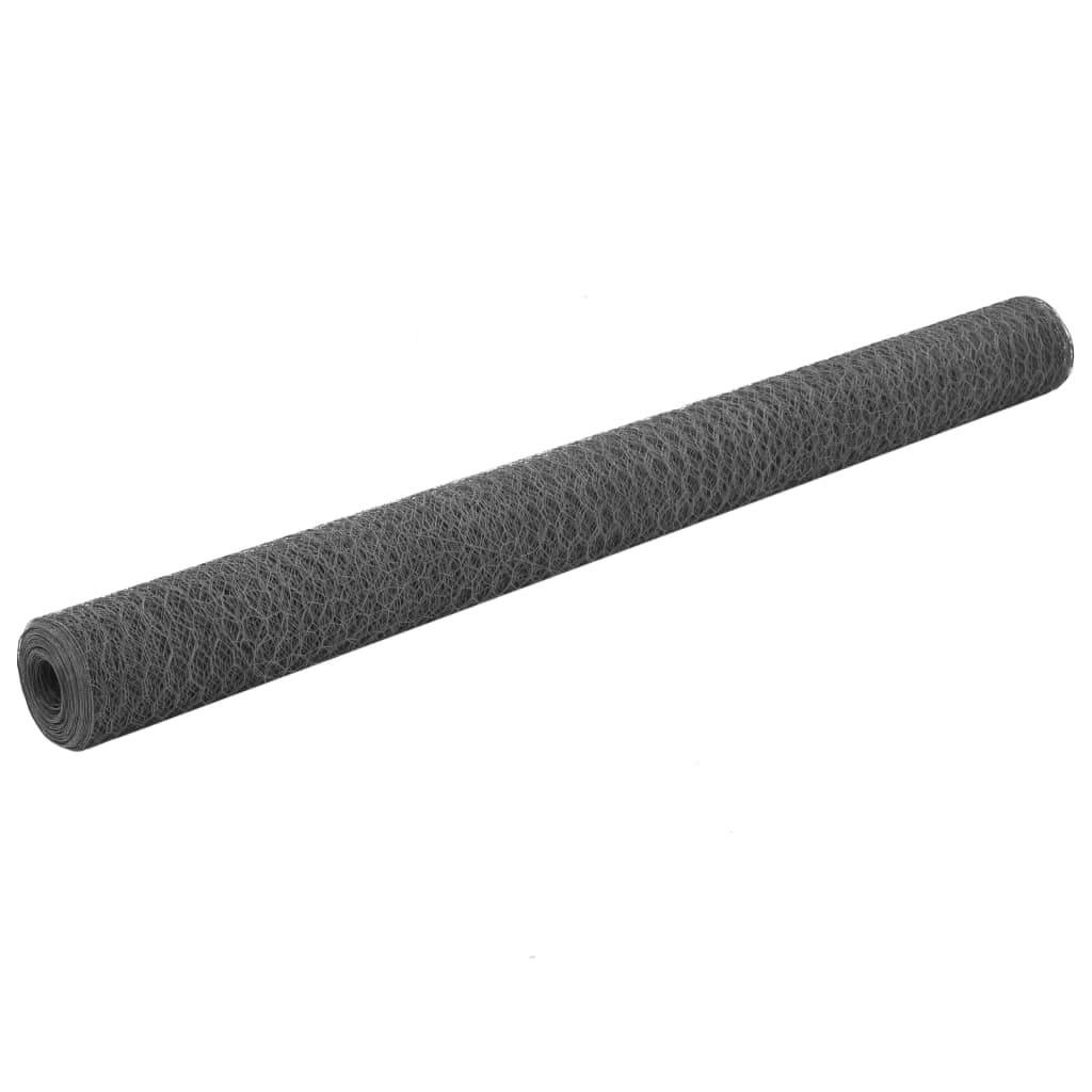 Chicken Wire Fence Steel with PVC Coating 25x1.5 m Grey - Design Hut