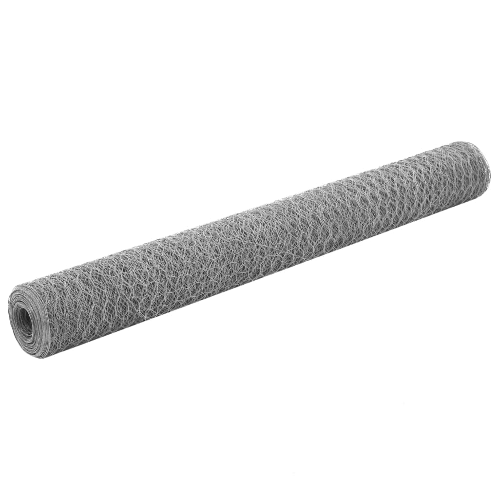 Chicken Wire Fence Galvanised Steel 25x1.2 m Silver - Discount Dealers