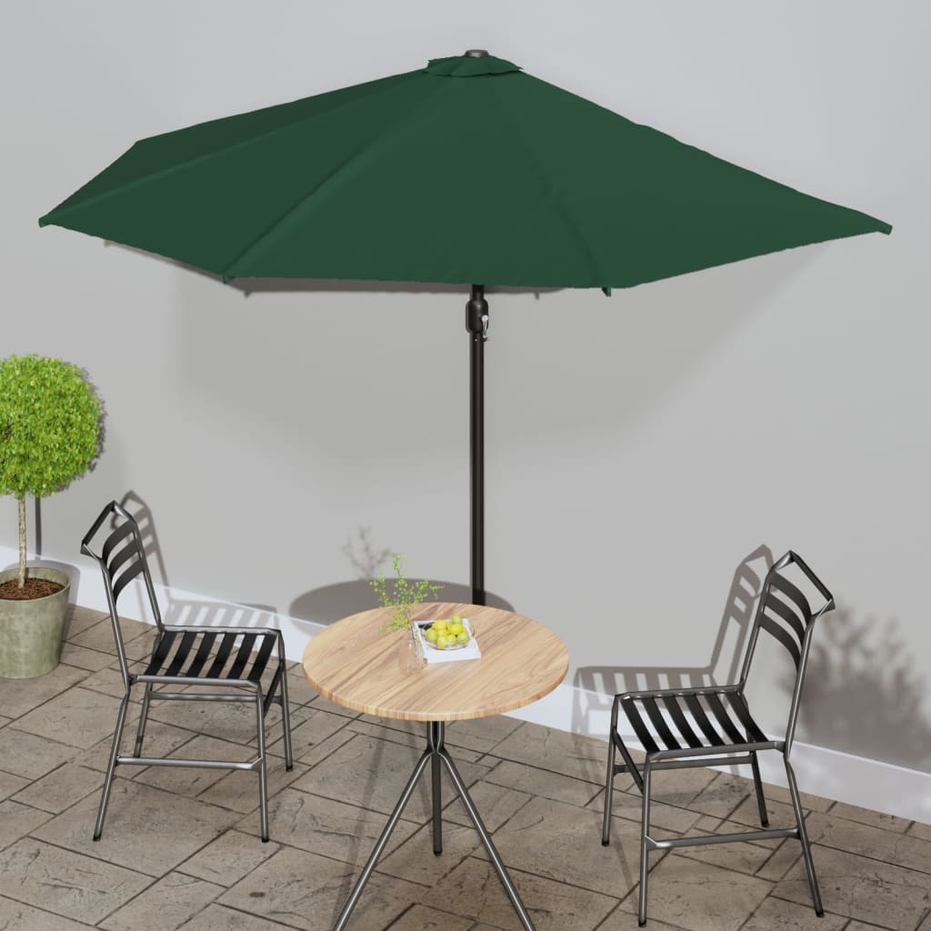 Balcony Parasol with Aluminium Pole Green 300x155 cm Half - Tyrell & Tyrell