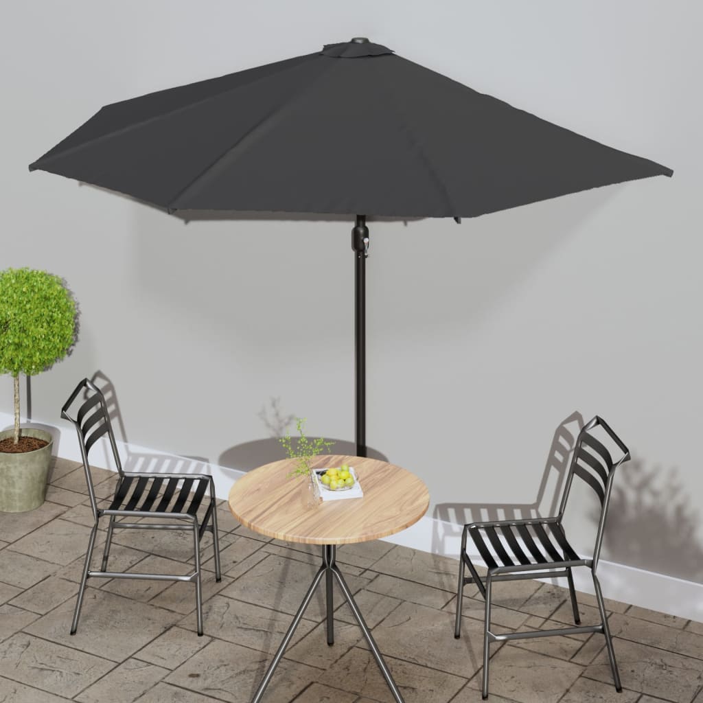 Balcony Parasol with Aluminium Pole Anthracite 300x155 cm Half - Sid & Sam