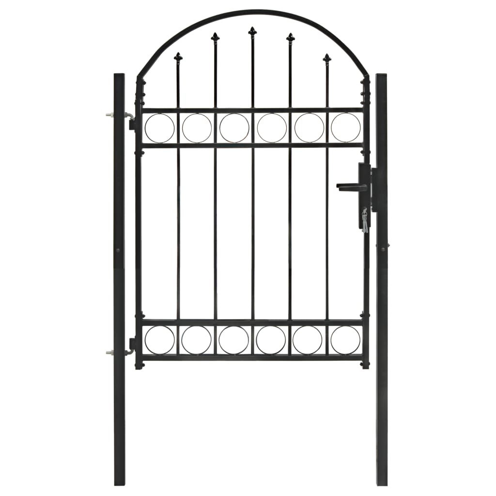 Fence Gate with Arched Top Steel 100x125 cm Black - Merkel Designers