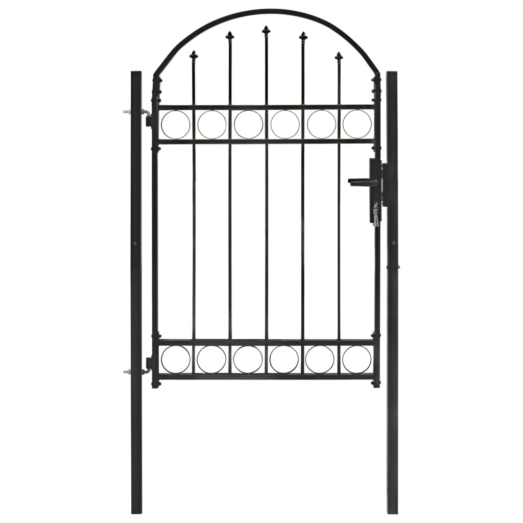 Fence Gate with Arched Top Steel 100x150 cm Black - Tyrell & Tyrell
