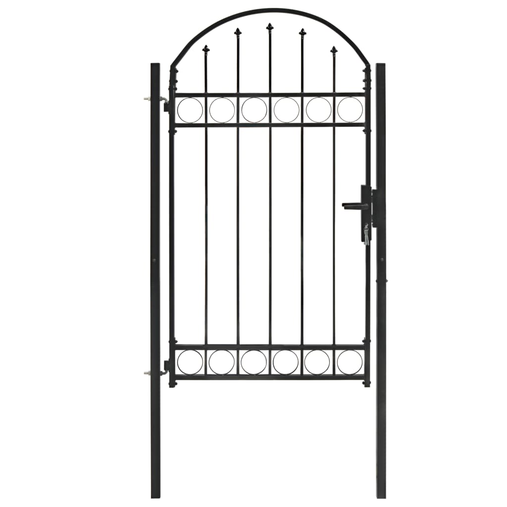 Fence Gate with Arched Top Steel 100x175 cm Black - Sid & Sam