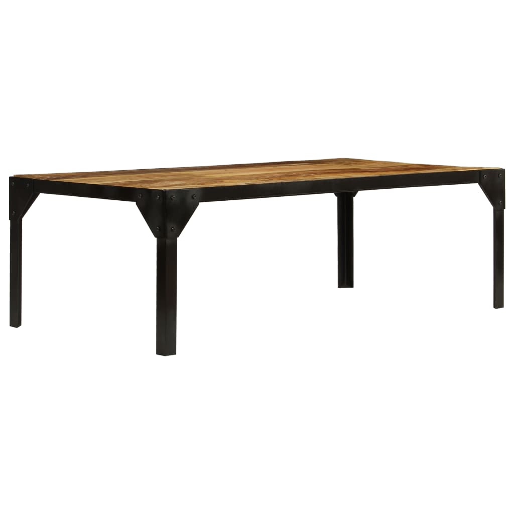 Coffee Table Solid Rough Mango Wood and Steel 110 cm - Merkel Designers