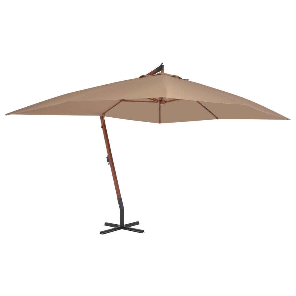 Cantilever Umbrella with Wooden Pole 400x300 cm Taupe - Design Hut