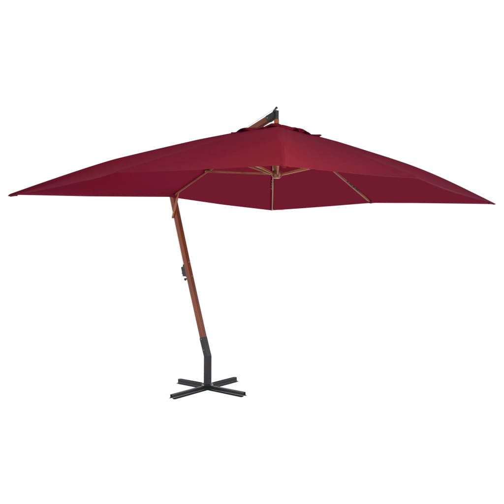 Cantilever Umbrella with Wooden Pole 400x300 cm Bordeaux Red - R and M Furniture