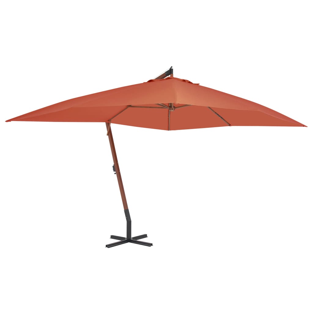 Cantilever Umbrella with Wooden Pole 400x300 cm Terracotta - Sid & Sam