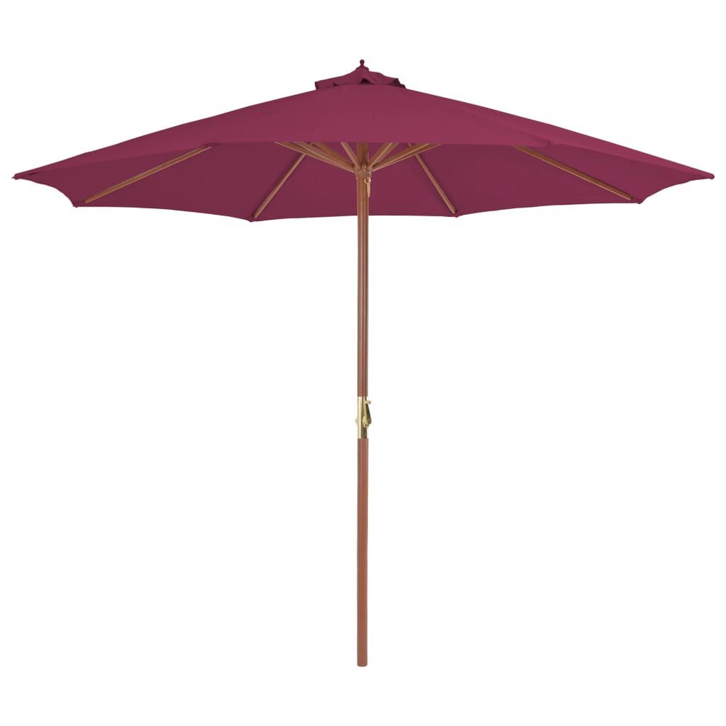 Outdoor Parasol with Wooden Pole 300 cm Bordeaux Red - Tyrell & Tyrell