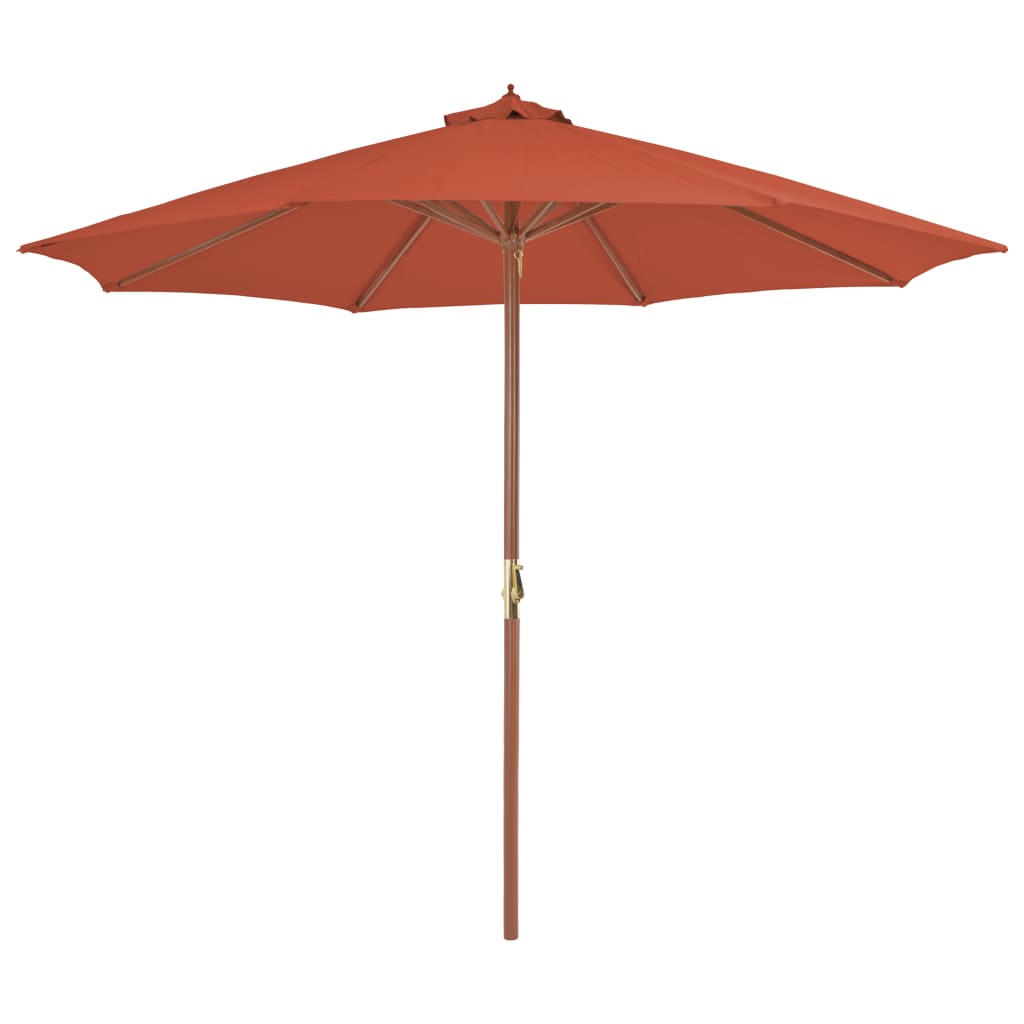 Outdoor Parasol with Wooden Pole 300 cm Terracotta - R and M Furniture