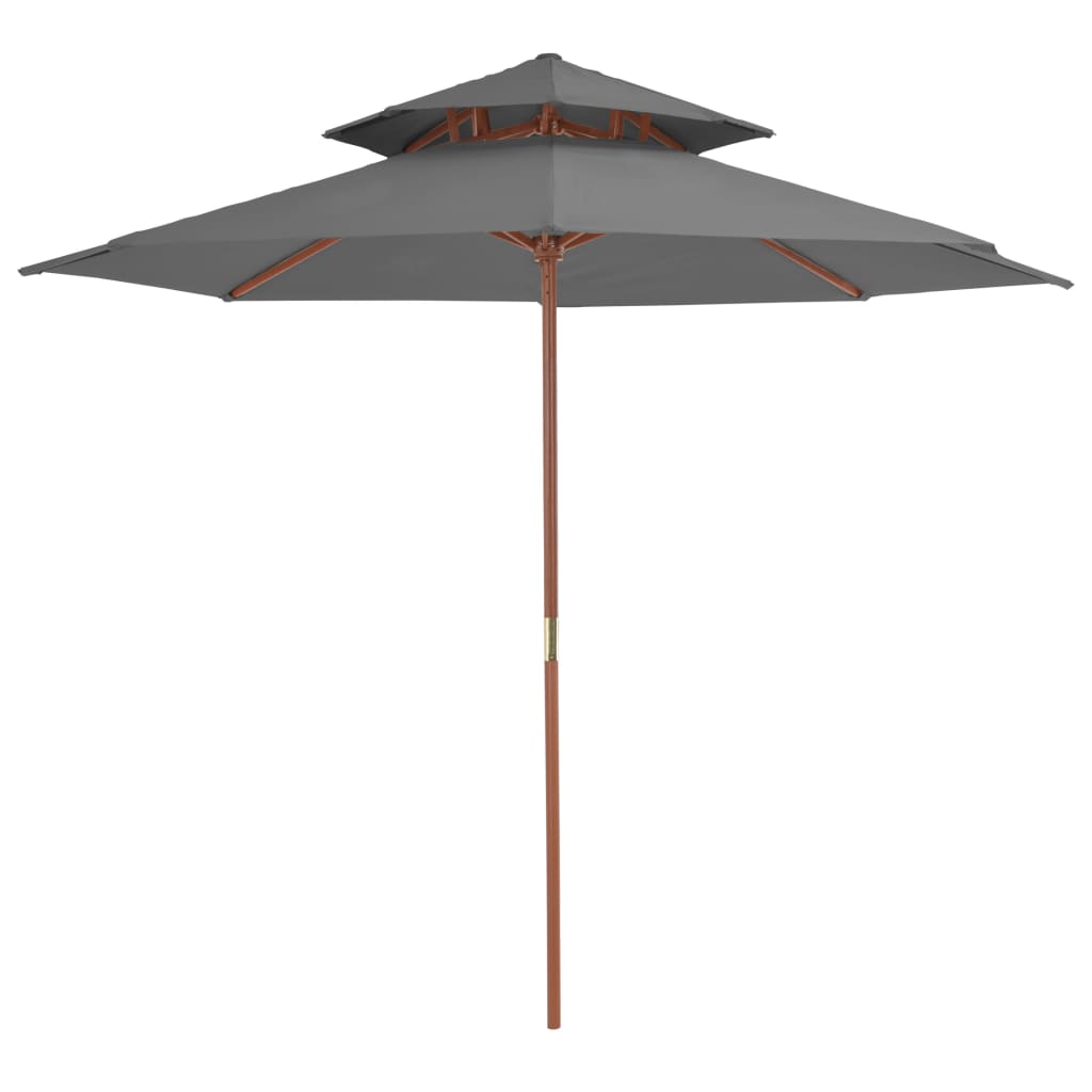 Double Decker Parasol with Wooden Pole 270 cm Anthracite - Tyrell & Tyrell