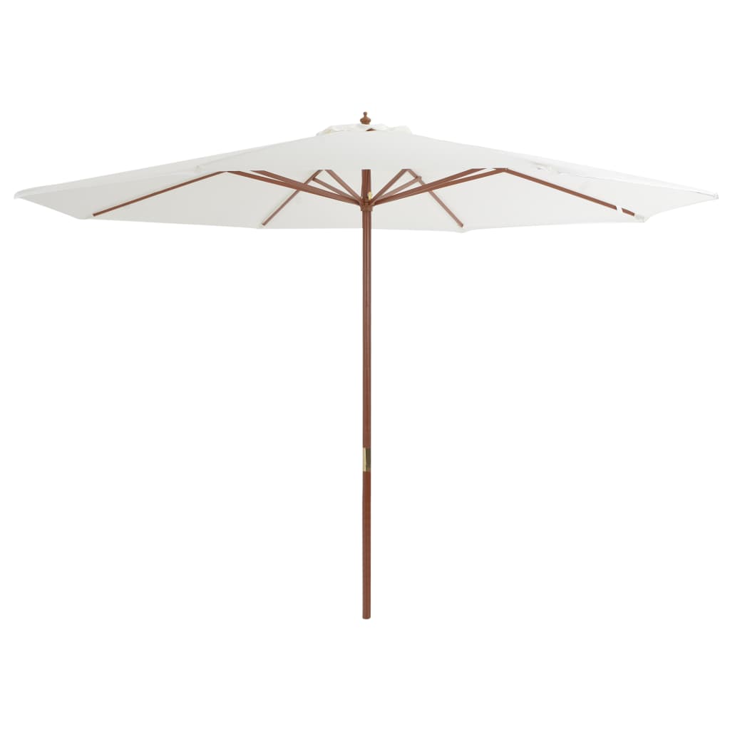 Outdoor Parasol with Wooden Pole 350 cm Sand White - Decor Base