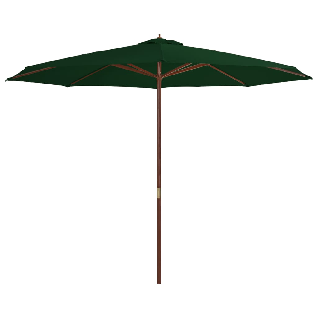 Outdoor Parasol with Wooden Pole 350 cm Green - Millennium Furniture