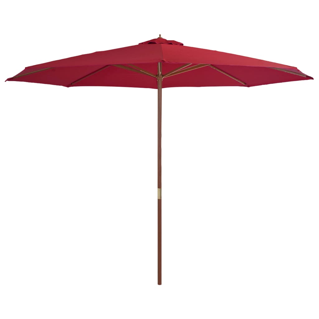 Outdoor Parasol with Wooden Pole 350 cm Burgundy - Decor Base