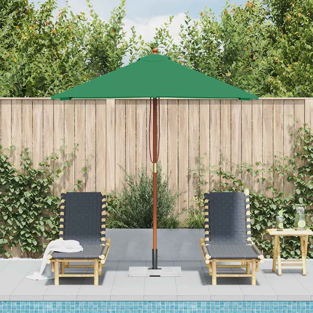 MERGLEN Garden Parasol with Pole 150x200 cm Wooden - Green - Charlotte Dunes